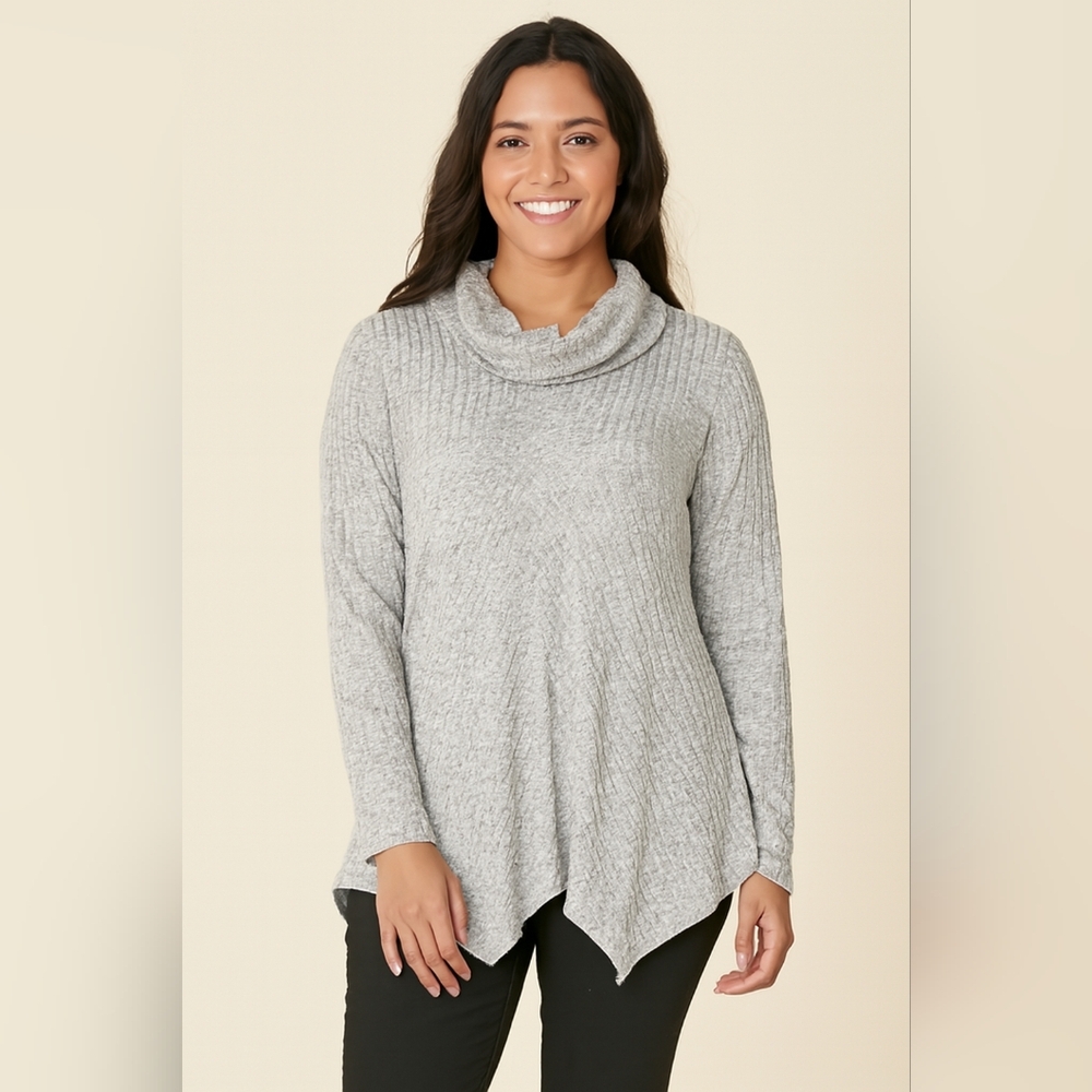 Jones New York Heather Gray Cowl Neck Sweater